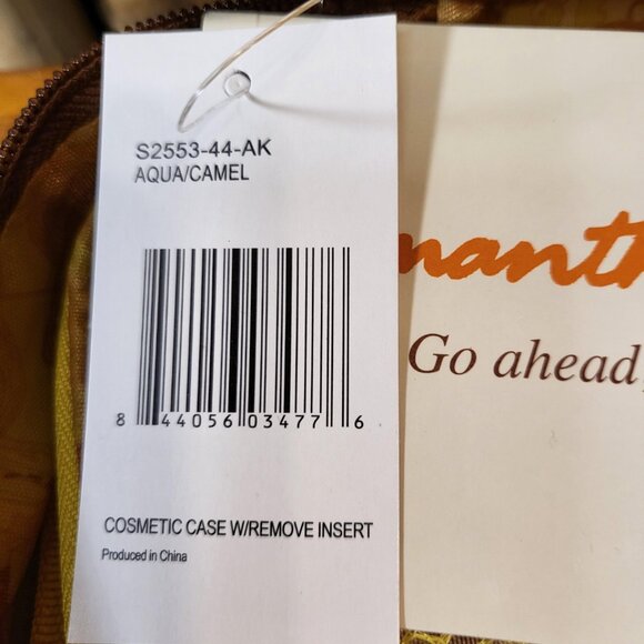 Samantha Brown Croco Cosmetic Case w/removable inserts Aqua/Camel NEW - Picture 7 of 9